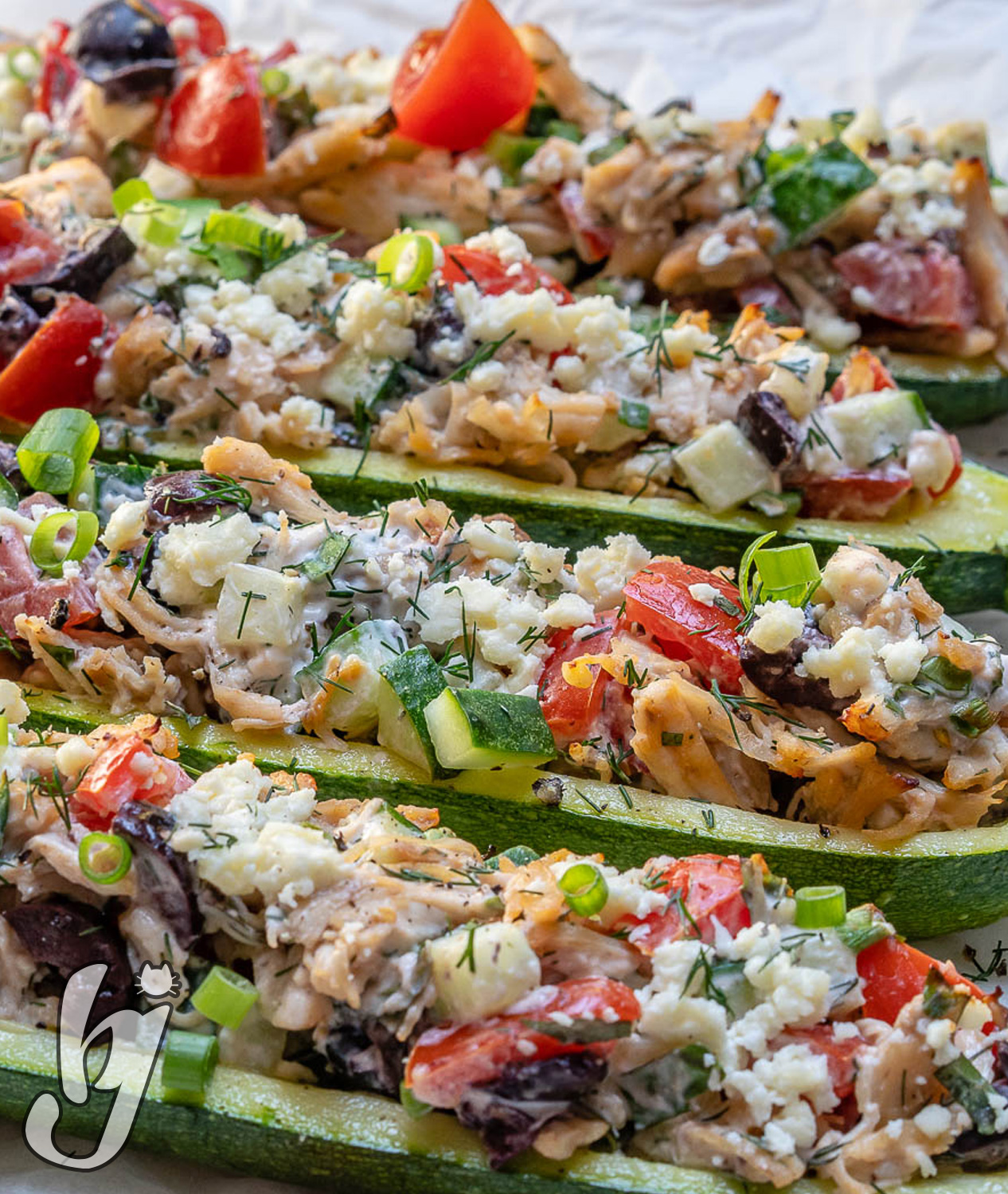 Greek Chicken Zucchini Boats