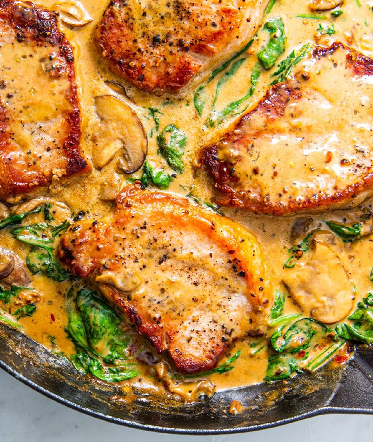 Creamy Mushroom Parmesan Pork Chops