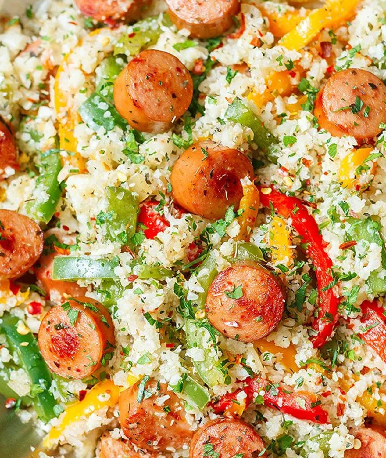 Sausage, Pepper and Cauliflower Fried Rice