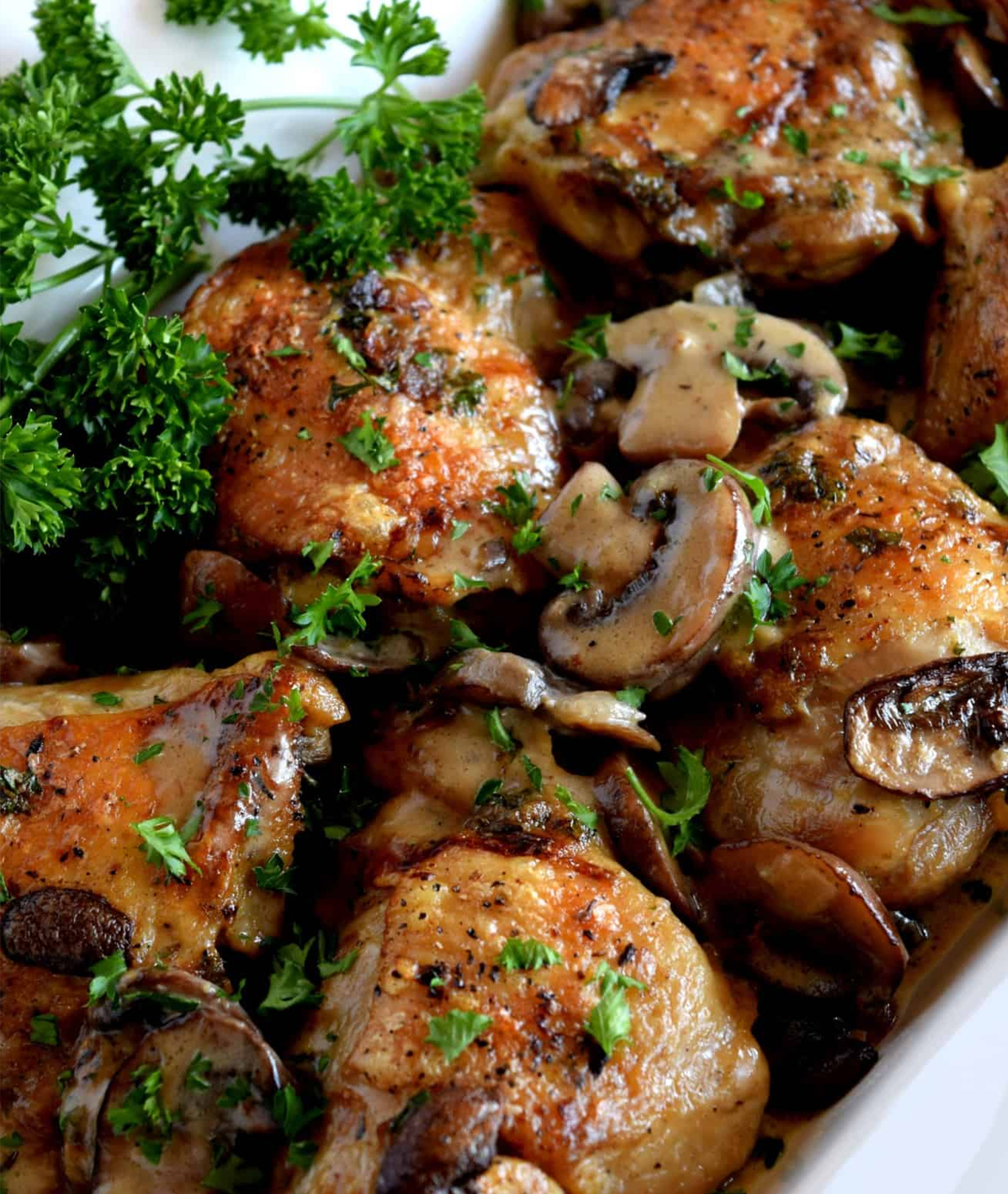 Smothered Skillet Chicken with Thyme Butter Mushrooms